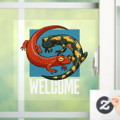 Willkommensschild Lächeln Salamander Freunde Carto Fensteraufkleber (Zuhause)