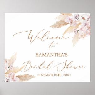 Willkommensschild Pampas-Gras Brautparty Poster