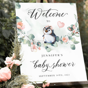 Willkommensschild Pinguin-Baby-Party Poster