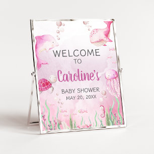 Willkommensschild 'Rosa Unter dem Meer Baby Shower Poster