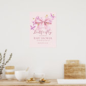 Willkommensschild Schmetterling Rosa Schleife Baby Poster (Küche)