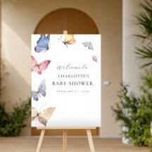 Willkommensschild Schmetterlings-Baby-Party für Mä