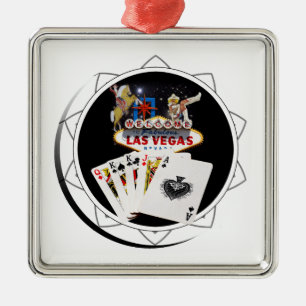 Willkommensschild schwarzer Pokerchip Silbernes Ornament