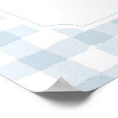 Willkommensschild Teddybär Blau Gingham Baby Showe Poster (Ecke)