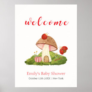 Willkommensschild Wald-Lieblingskäfer-Pilz-Baby-Pa Poster