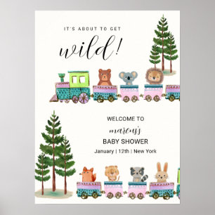 Willkommensschild Wild Safari-Tiere Zug Baby Showe Poster