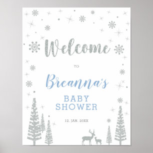 Willkommensschild Winter Boy Baby Shower Party Poster