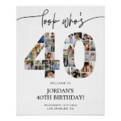 Willkommensschild zum 40. Geburtstag Foto-Collage Poster (Vorderseite)