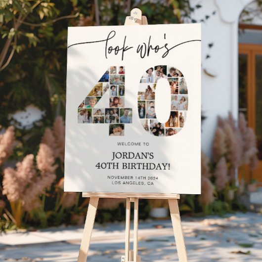 Willkommensschild zum 40. Geburtstag Foto-Collage Poster