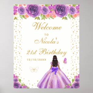 Willkommensschild zum Geburtstag für ein Mädchen m Poster