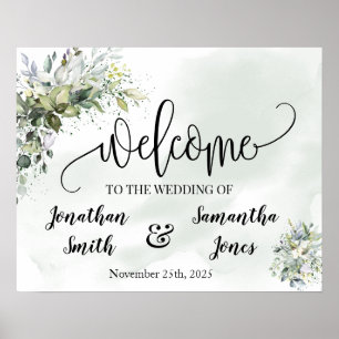 Willkommensschild zur Hochzeit Eukalyptus Sukkulen Poster