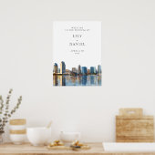 Willkommensschild zur Hochzeit mit Skyline von San Poster (Küche)