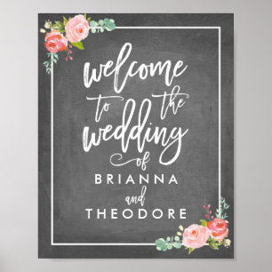 Willkommensschild zur Hochzeit Rose Poster