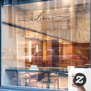 Willkommenssitzplan zwanzig Tischnummern Fensteraufkleber