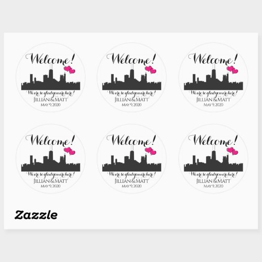 Willkommenstasche Chicago Wedding Stickers (Blatt)