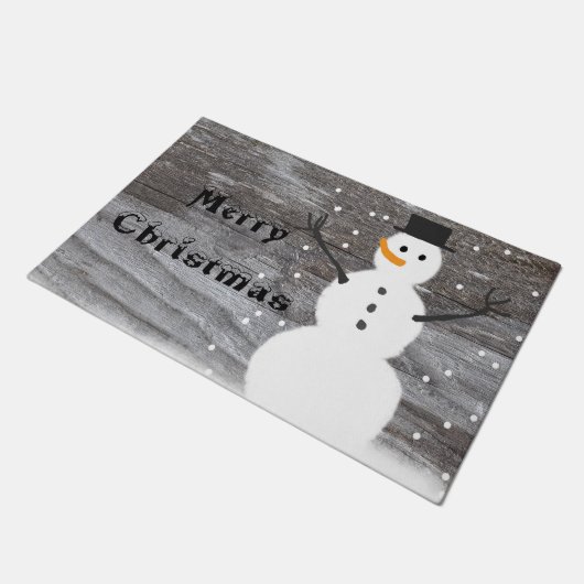 Willkommenstür rustikaler fröhlicher Weihnachtssch Fußmatte (Schrägansicht)