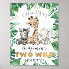 Willkommenstüren-Zeichen für zwei Wild Birthday Pa Poster