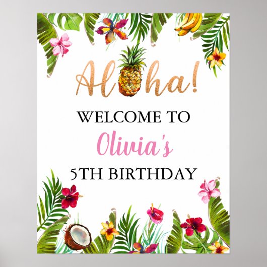 Willkommensunterschrift für die Tropical Birthday  Poster (Vorne)