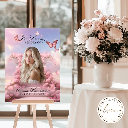 Willkommenszeichen für die Butterfly-Treppe Poster