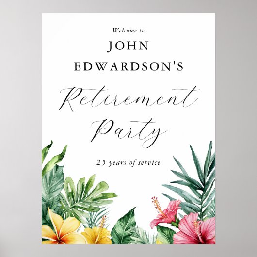 Willkommenszeichen für tropische Blume Party für d Poster (Vorne)