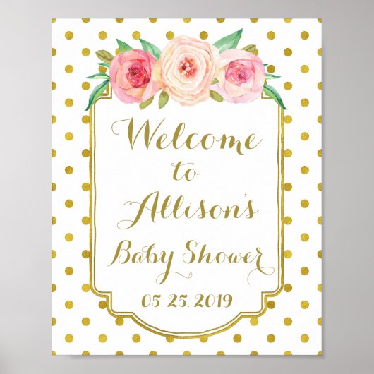 Willkommenszeichen für White Gold Dots Poster (Vorne)