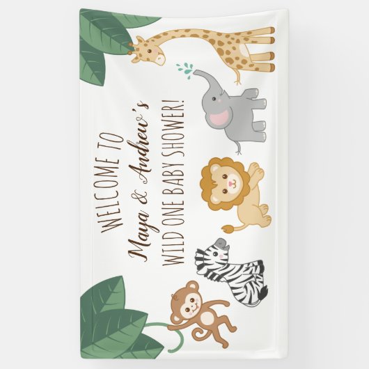 Willkommenszeichen "Wild one Safari/Jungle" Banner (Vertikal)