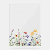 Willkürliche Wildblumen-Hochzeitsbegrüßung Acrylschild (Vorderseite)