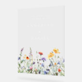 Willkürliche Wildblumen-Hochzeitsbegrüßung Acrylschild (Winkel)