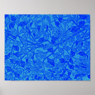 Willliam Morris - Honeysuckle in Blau Poster