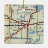 Willmar MN Vintag Map Keramikornament (Rückseite)