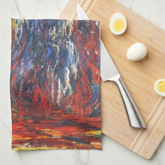 Willow am Giverny (von Claude Monet) Geschirrtuch (Viertel Falte)