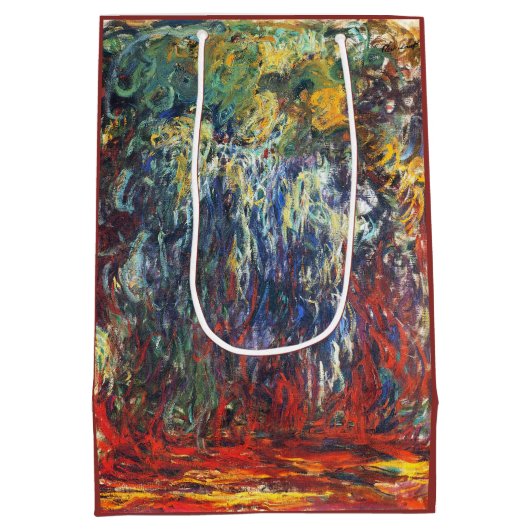 Willow am Giverny (von Claude Monet) Mittlere Geschenktüte (Rückseite)
