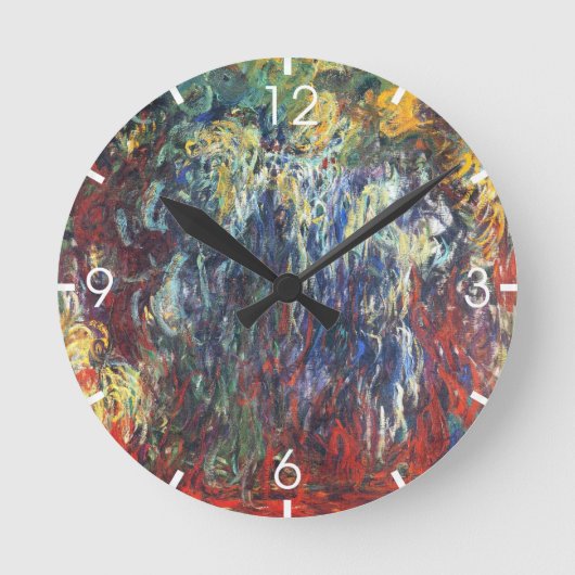 Willow am Giverny (von Claude Monet) Runde Wanduhr (Vorderseite)