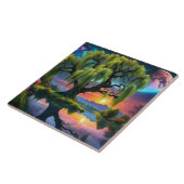 Willow Baum unter Vollmond N Sternenhimmel Sunset Fliese (Seite)