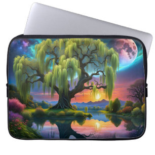 Willow Baum unter Vollmond N Sternenhimmel Sunset Laptopschutzhülle