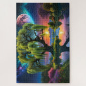 Willow Baum unter Vollmond N Sternenhimmel Sunset Puzzle (Vertikal)