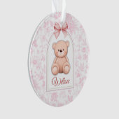 Willow | Benutzerdefiniertes rosa Teddy-Bär-Kinder Ornament (Vorderseite)