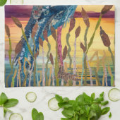 Willow Berm Marina Blue Heron Sunset Küche Handtuc Geschirrtuch (Gefaltet)