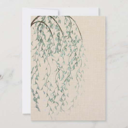 Willow Branch auf Linen Hochzeitstag Einladung (Rückseite)