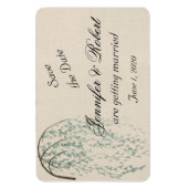 Willow Branch auf Linen Wedding Save the Date Magnet (Vertikal)