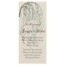 Willow Branch über das Hochzeitsprogramm für Linen