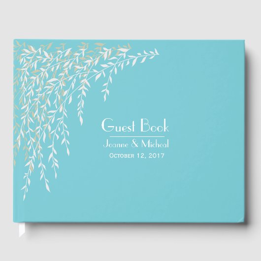 Willow Branches Robins Egg Blue Wedding Guest Book Gästebuch (Vorderseite)