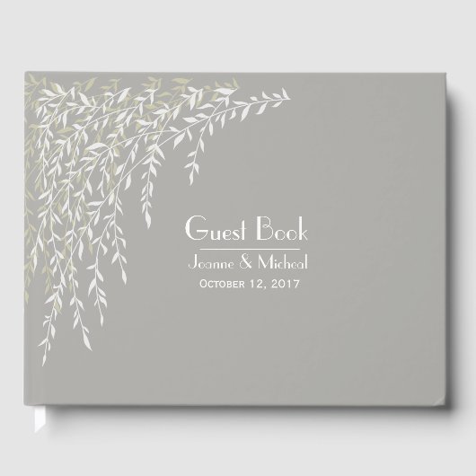 Willow Branches Taupe Wedding Guest Book Gästebuch (Vorderseite)