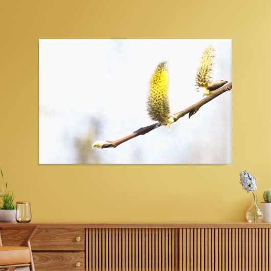 Willow Catkins - Silver World Leinwanddruck (Insitu (Wohnzimmer))