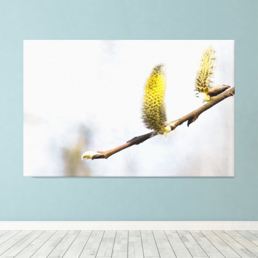 Willow Catkins - Silver World Leinwanddruck (Insitu (Holzboden))