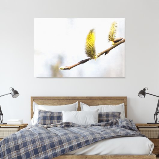 Willow Catkins - Silver World Leinwanddruck (Insitu (Schlafzimmer))