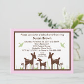 Willow Deer/Deer Pink Baby Dusche Einladung (Stehend Vorderseite)