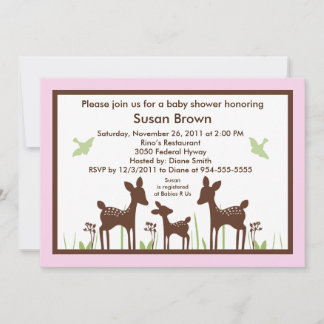 Willow Deer/Deer Pink Baby Dusche Einladung