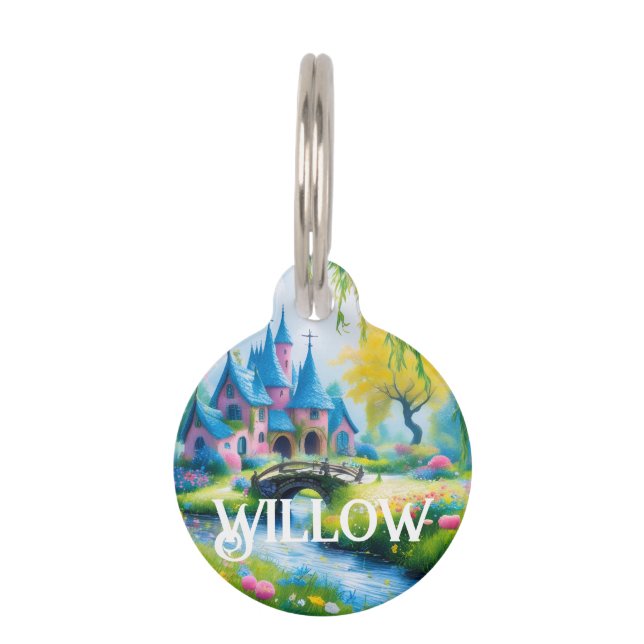 Willow Fantasy Art Castle Willow Tree Personalized Haustiermarke (Vorderseite)