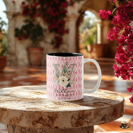 Willow Gentle Stärke, Boho Chic Floral Monogram Zweifarbige Tasse